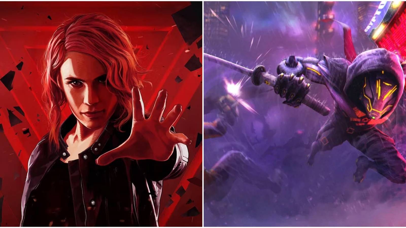 Split Image showing Control and Ghostrunner. 