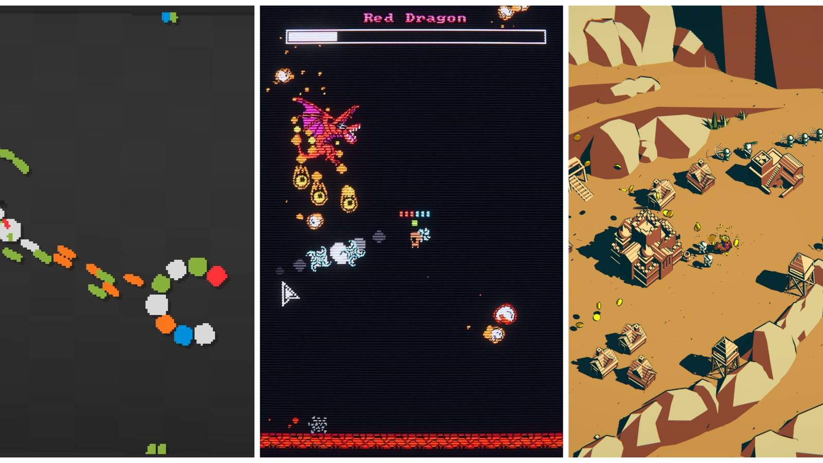 Best Minimalist Roguelites (Featured Image) - SNKRX + Tiny Rogues + Thronefall