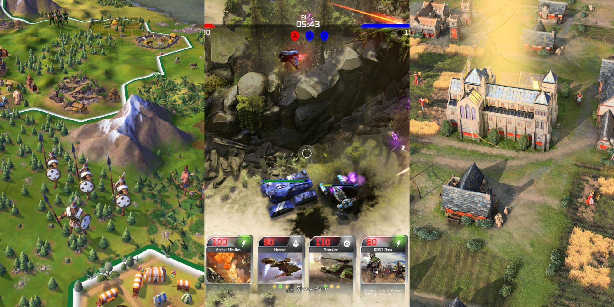 collage of 3 strategy games