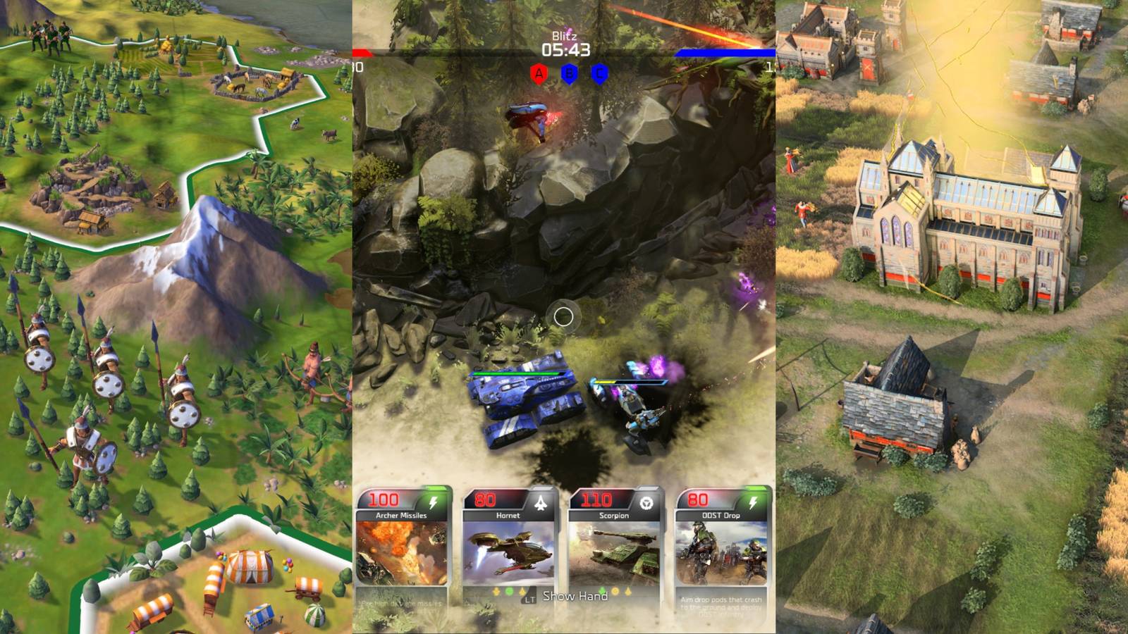 collage of 3 strategy games