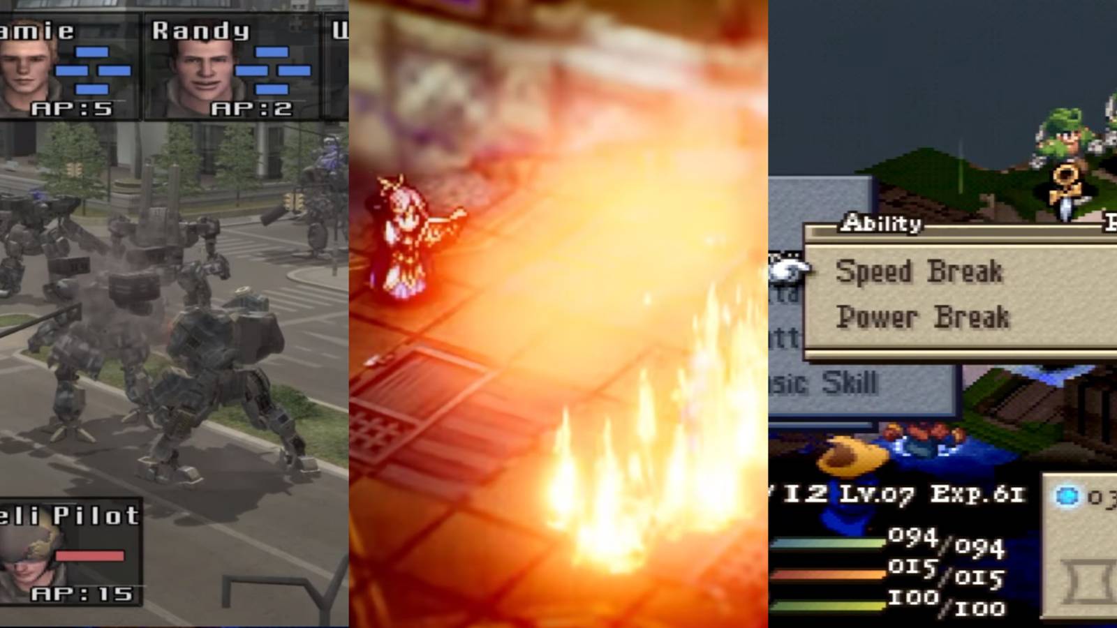 collage of 3 square enix tactics games