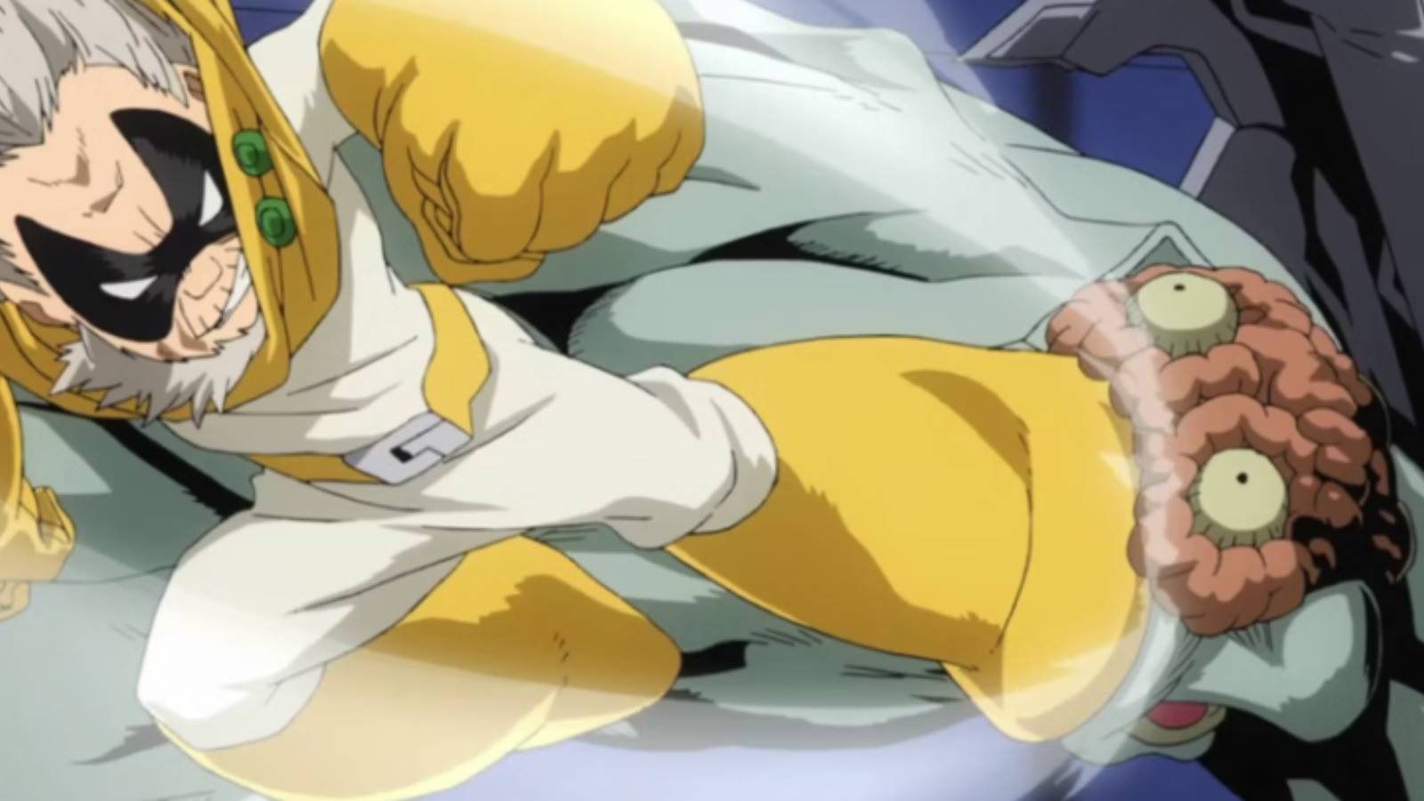 Gran Torino kicking a Nomu in My Hero Academia