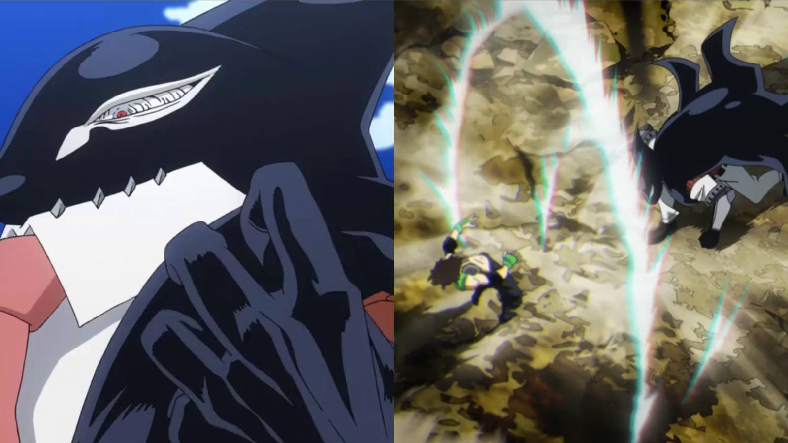 Gang Orca facing aspiring Pro Heroes during the Provisional License Exam in My Hero Academia