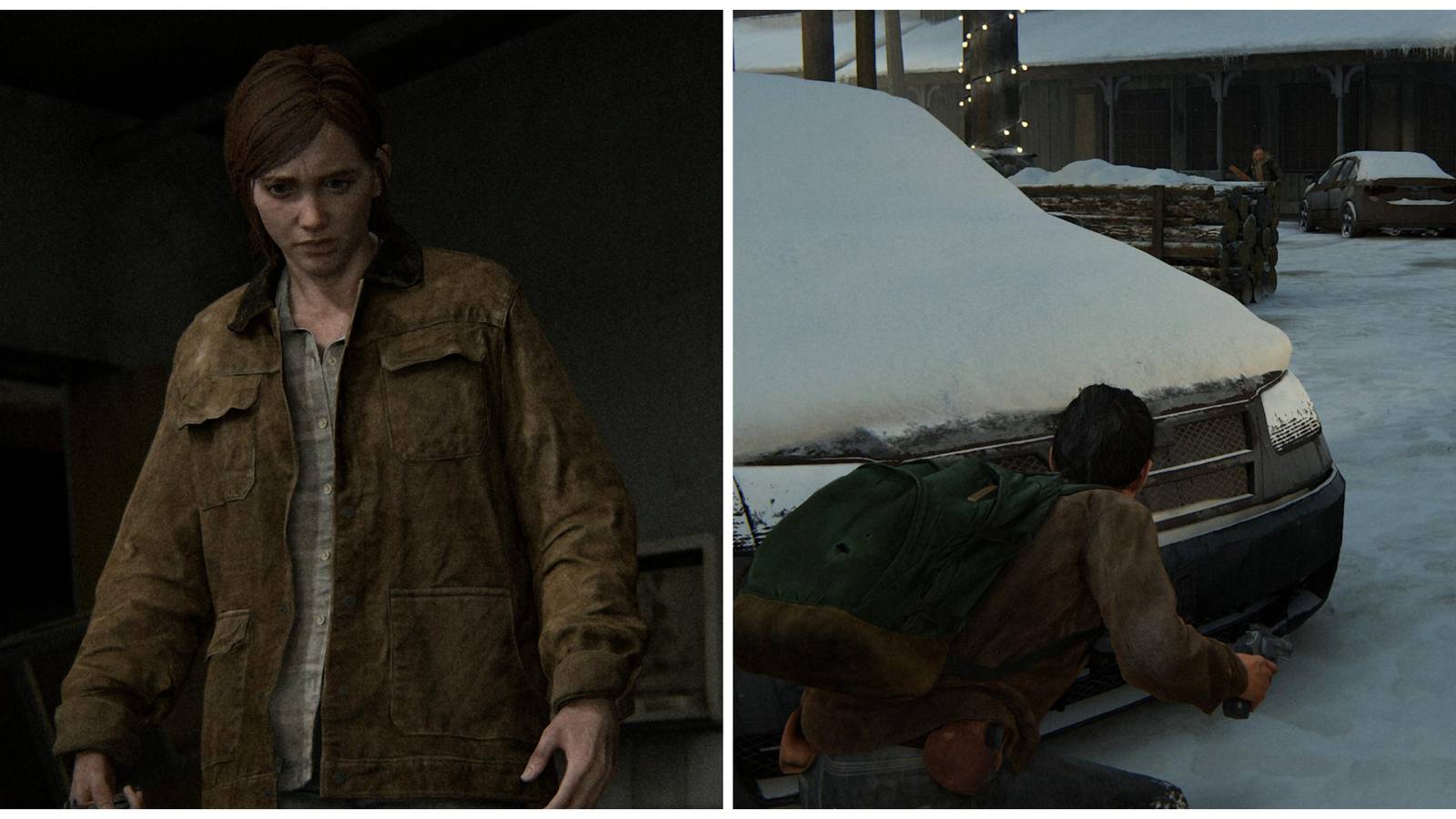 ellie in joel's coat and dina in jackson