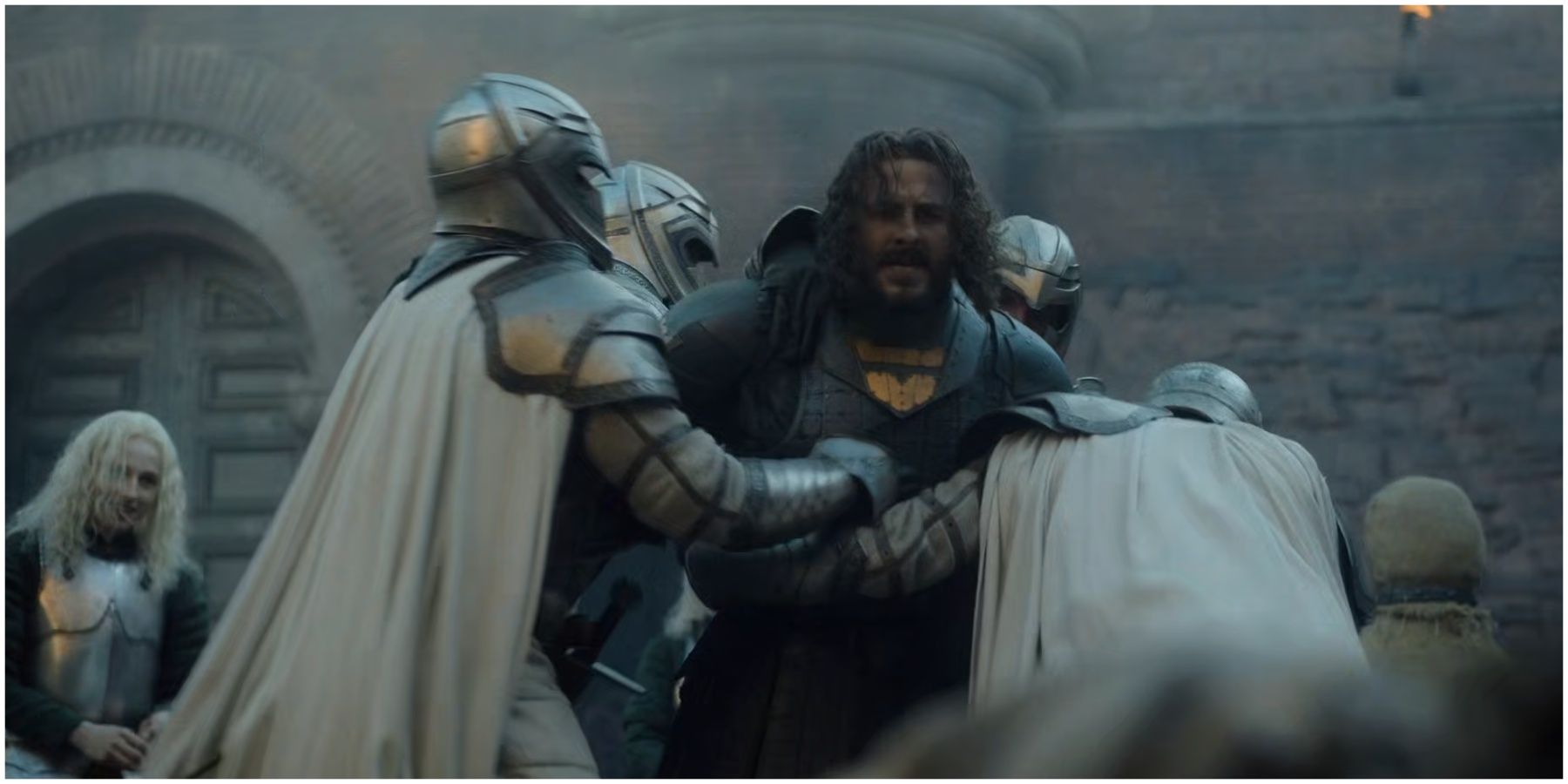 Ser Harwin Strong is physically restrained in House of the Dragon.
