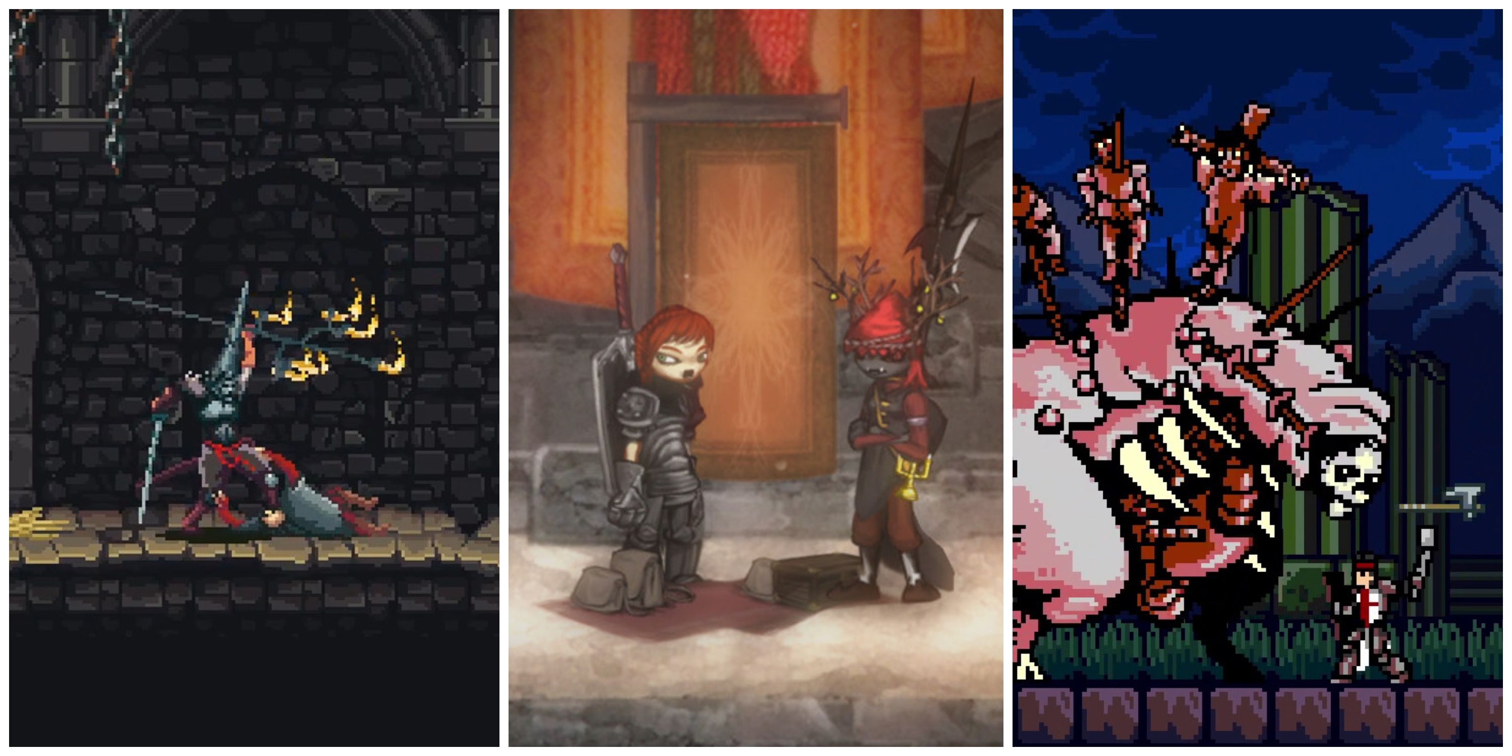 Best Grimdark Indie Games (Featured Image) - Blasphemous + Salt & Sanctuary + Infernax