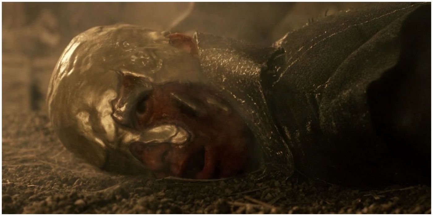 Drogo upends a pot of molten gold over Viserys' head and he dies in Game of Thrones.