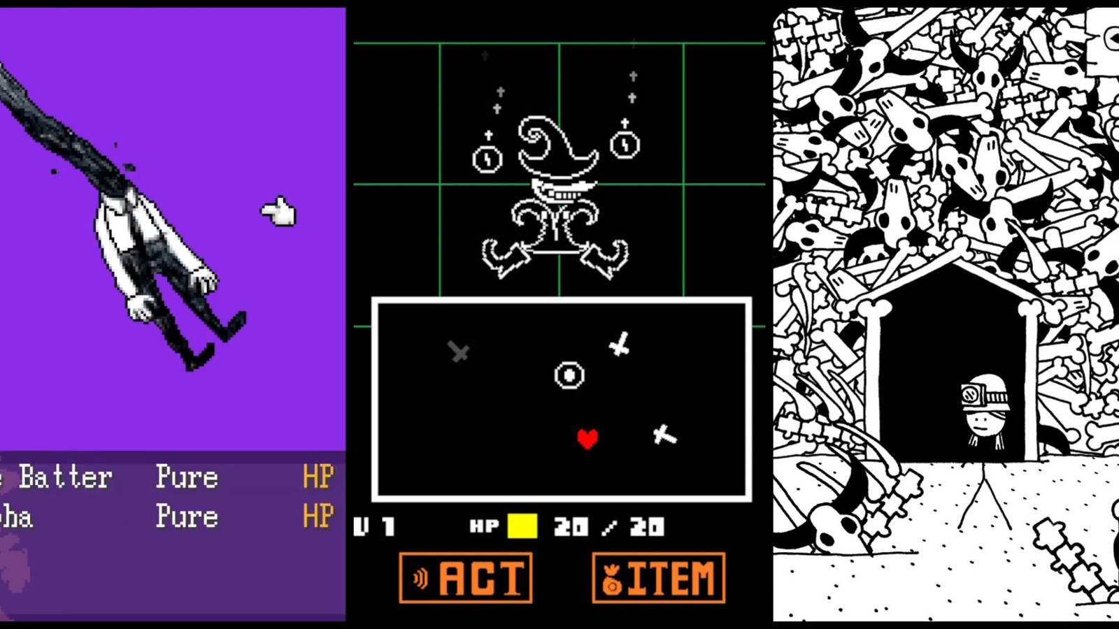 pictures from OFF, undertale, west of loathing