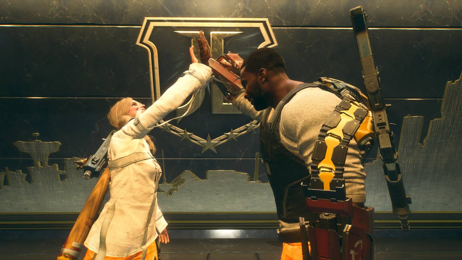 harley quinn and deadshot high-five emote 