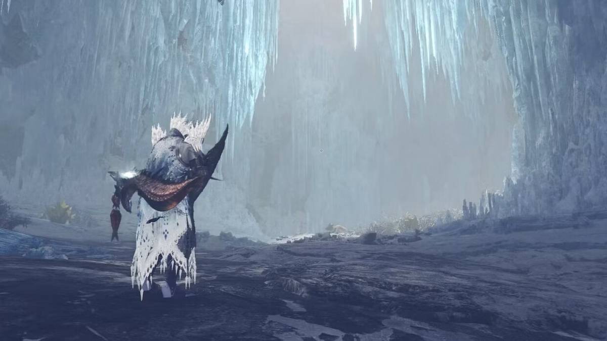 Ice cave in the Guiding Lands Tundra in Monster Hunter World