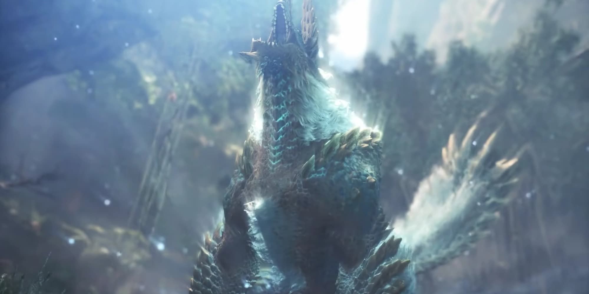 A roaring Zinogre in Monster Hunter World