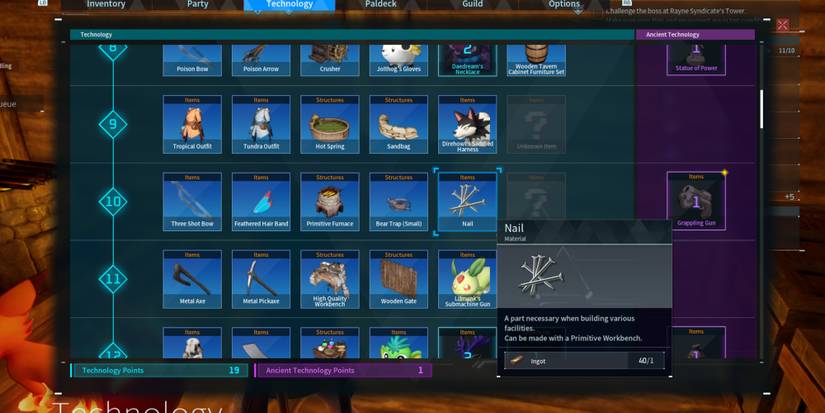 Nail recipe in Palworld