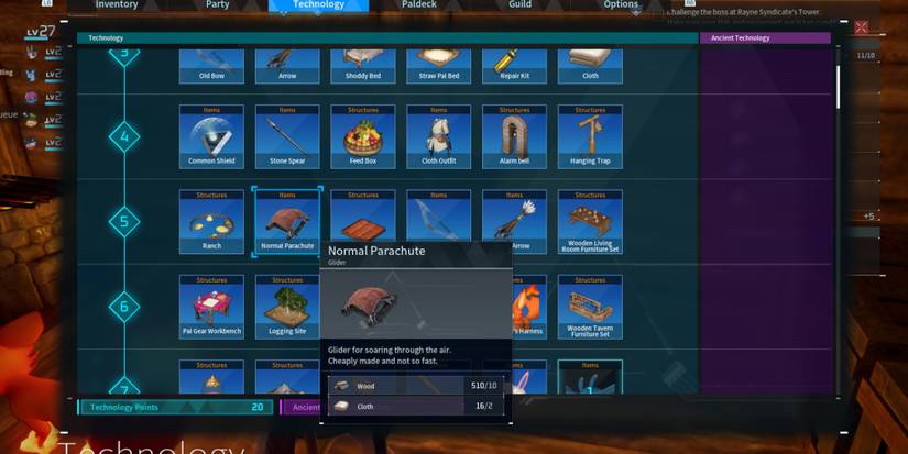 Normal Parachute recipe in Palworld