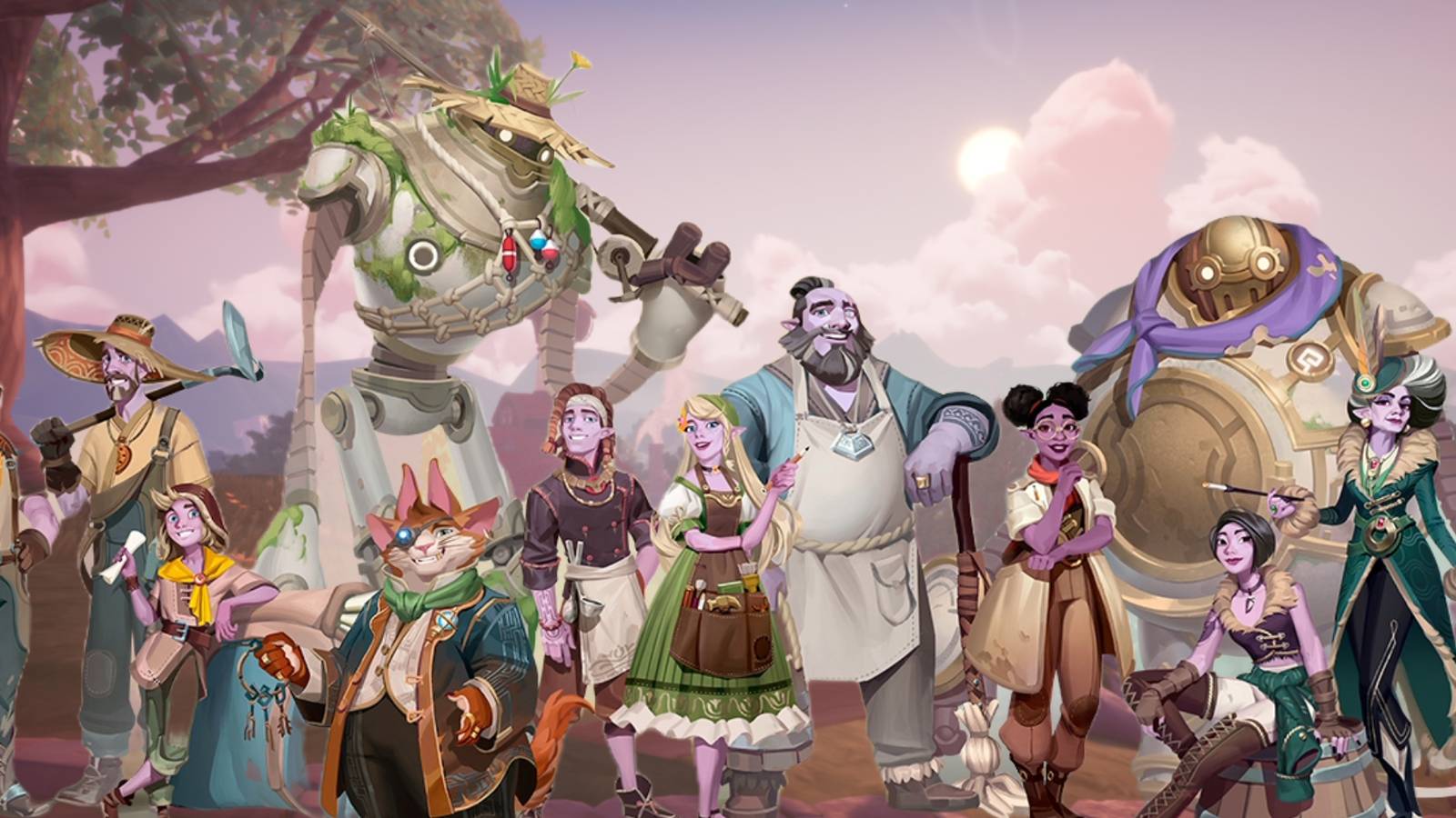 A nature background and renders of the villagers, some of which are available to become Shepps