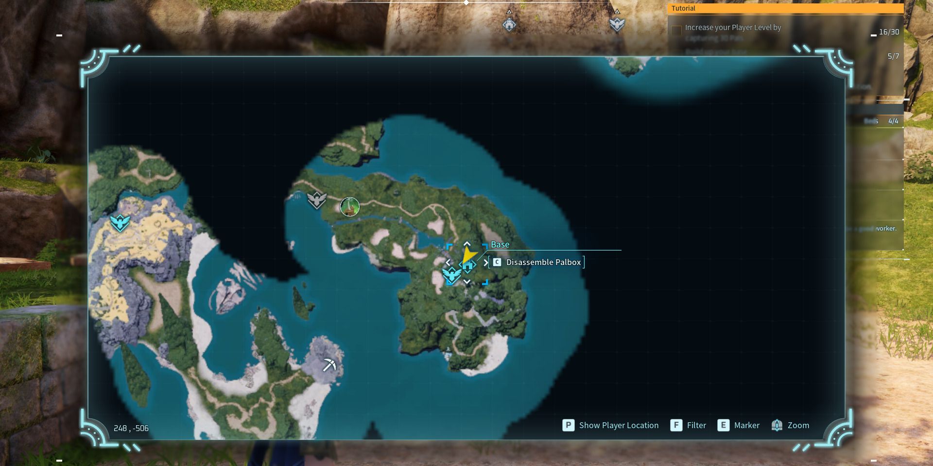 Image of the base shown on the map in Palworld