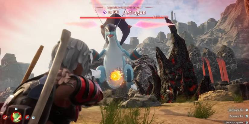 palworld player fighting jetragon