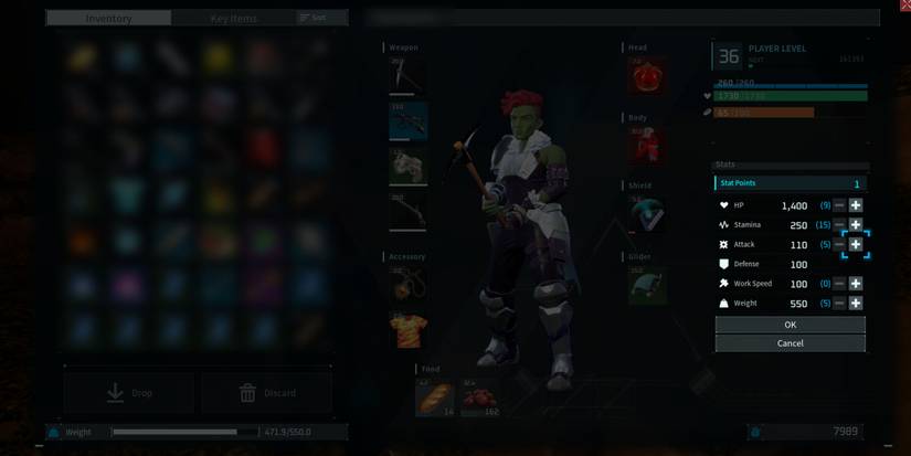 Palworld - Example Of Stat Level Up Screen