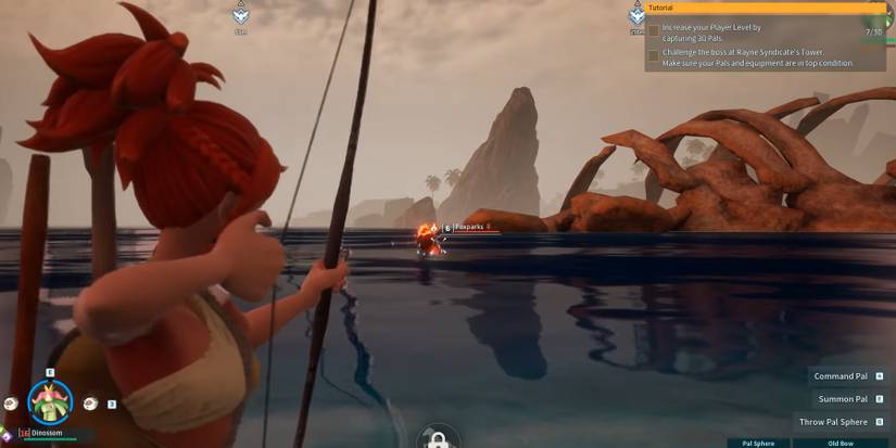 palworld player killing foxparks using bow and arrow