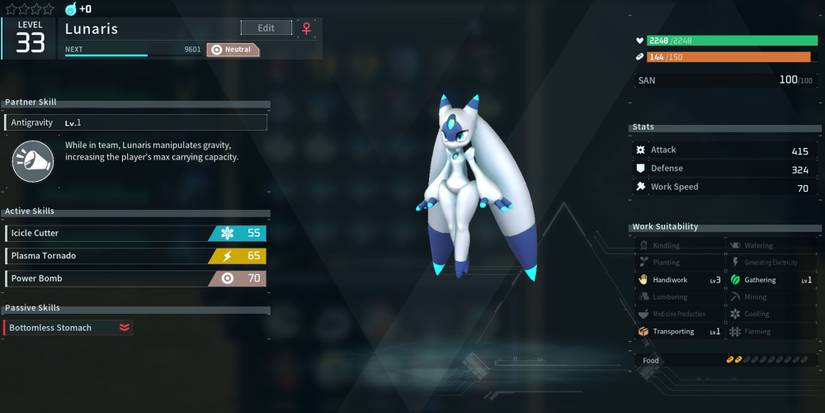 Palworld - Lunaris Detailed Stats