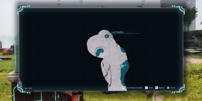 Image of the location on the map of Paladius in Palworld