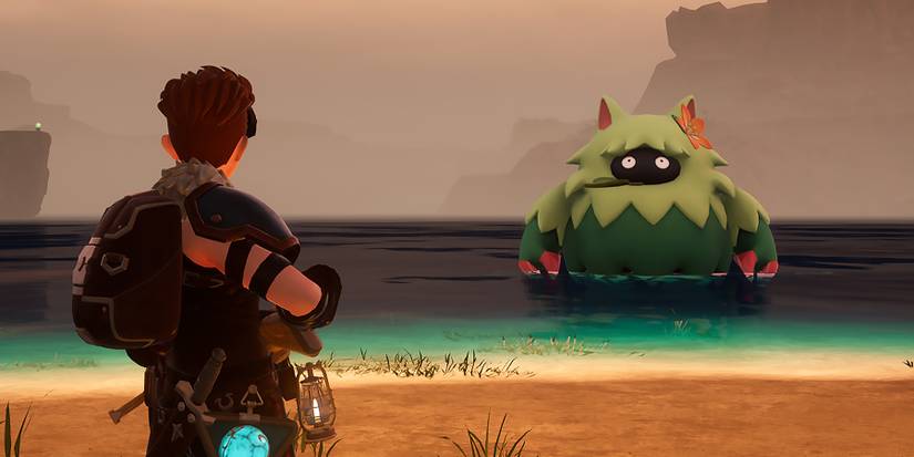 Palworld player facing a Wumpo Botan