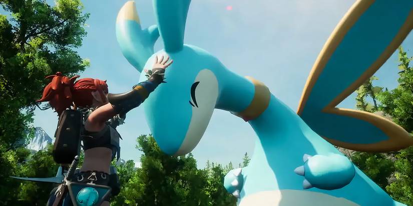 Palworld player petting their Elphidran