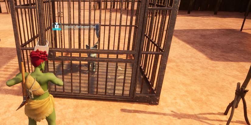 Palworld - Releasing Pal From Cage In Poacher Camp