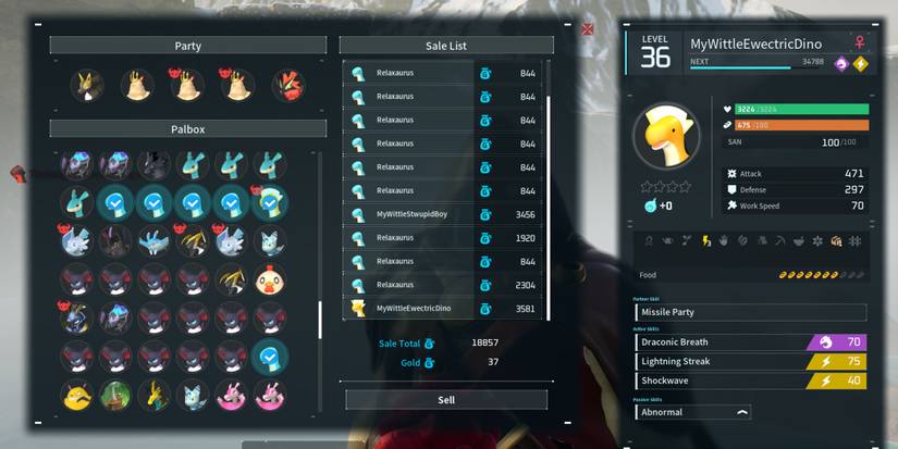 Palworld - Selling A Whole Bunch Of Relaxaurus