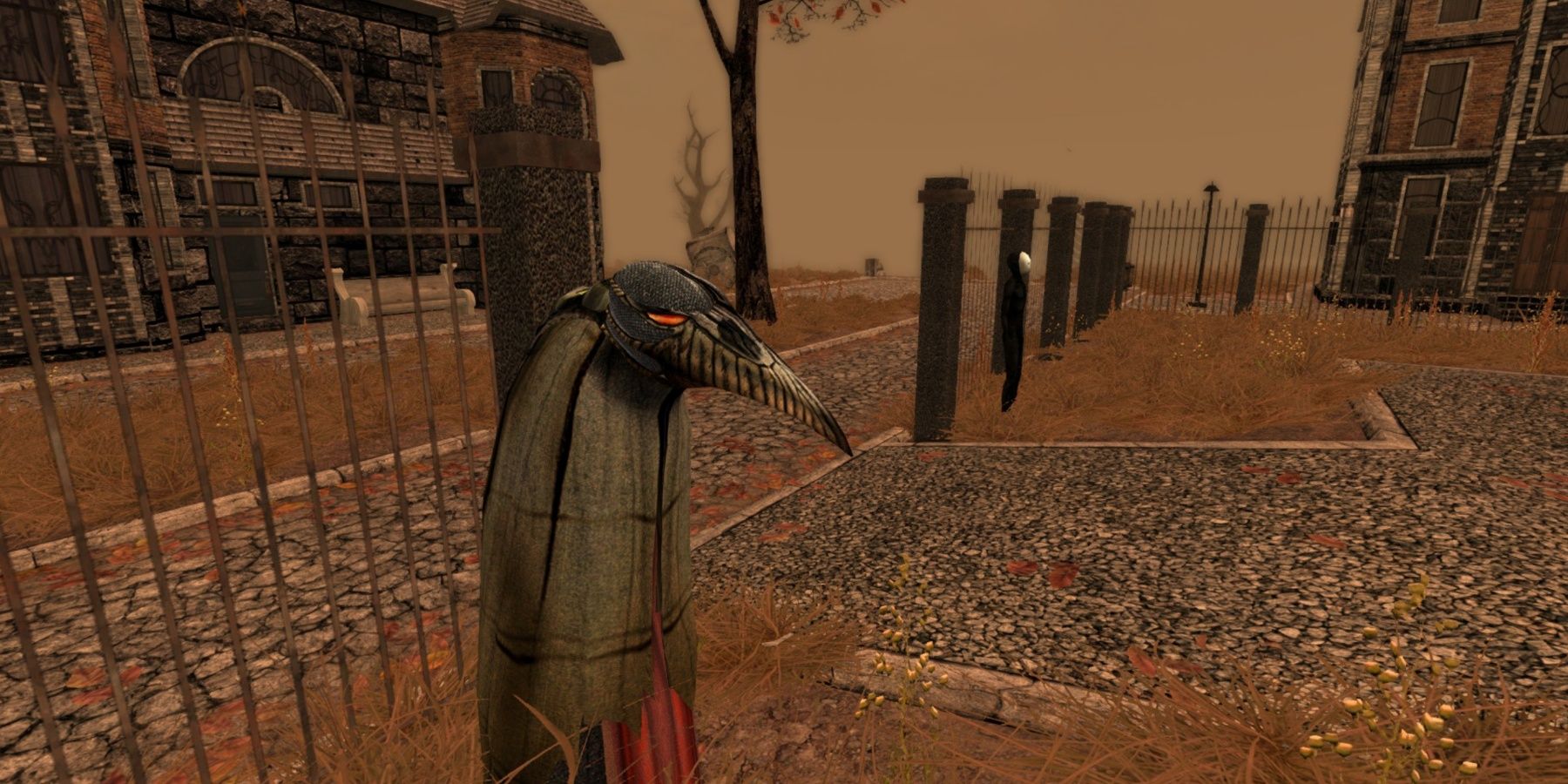 A crow against a fence in Pathologic