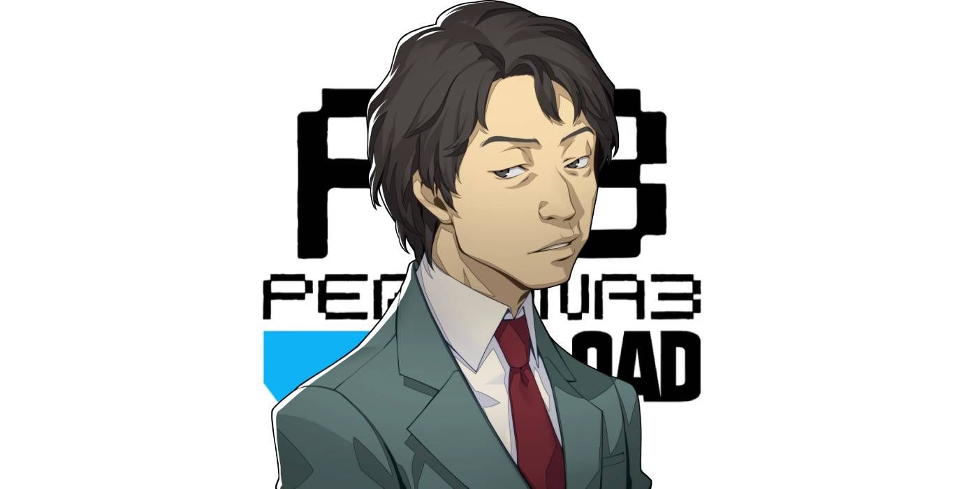 Tanaka in front of Persona 3 Reload's Logo from the game's intro movie