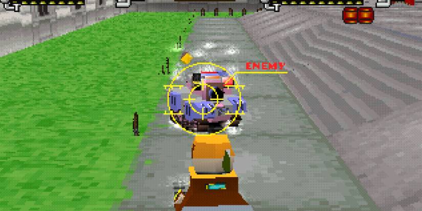 Playing a match in Pop'n Tanks!