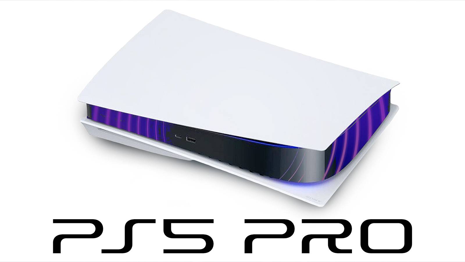 PlayStation 5 PS5 Pro purple accents mockup white background