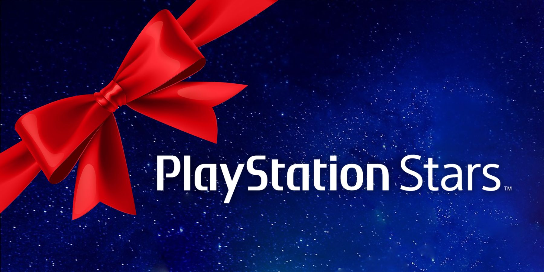 playstation stars on starry background with christmas bow