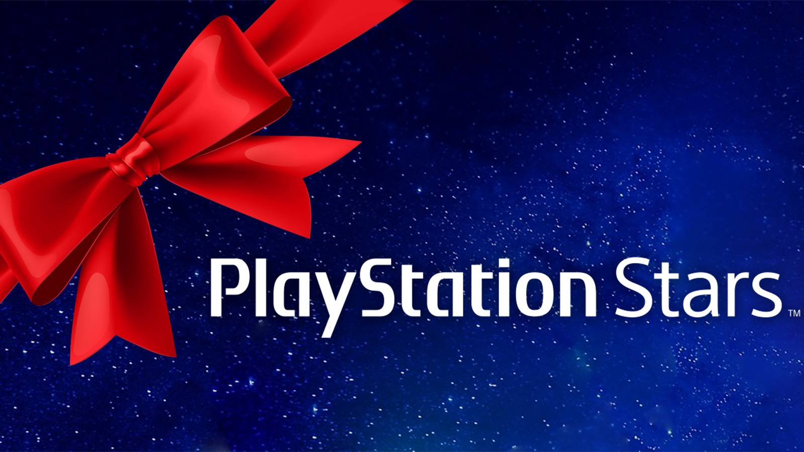 playstation stars on starry background with christmas bow
