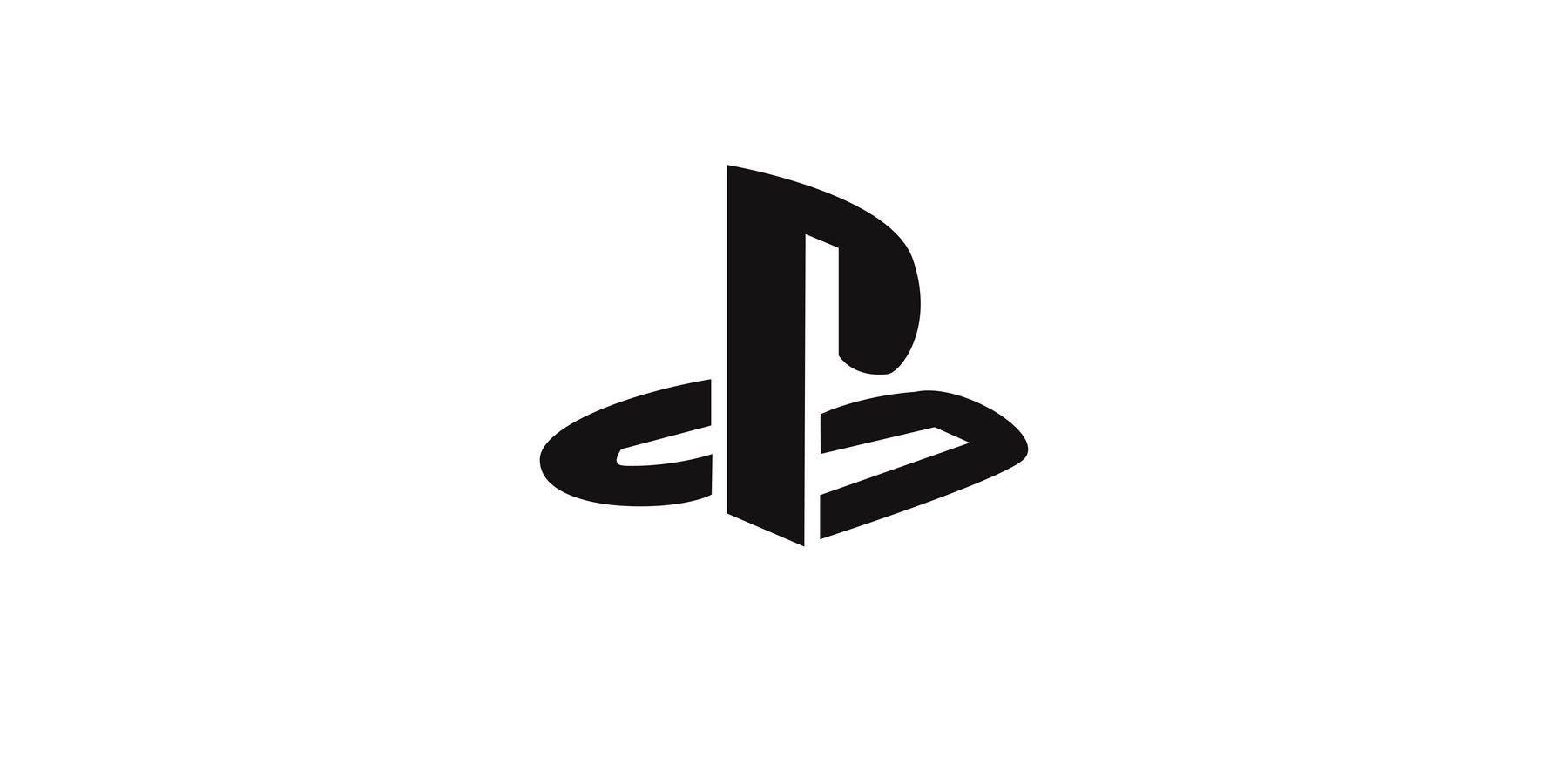 Un logo PlayStation noir sur fond blanc.