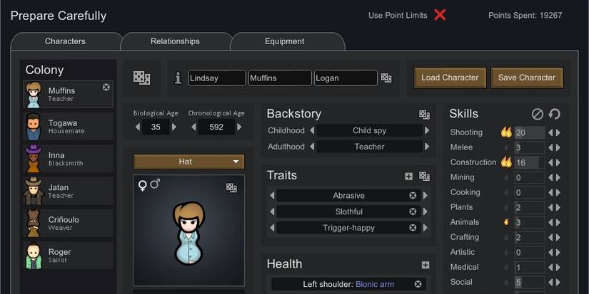 Pawn with skills selected