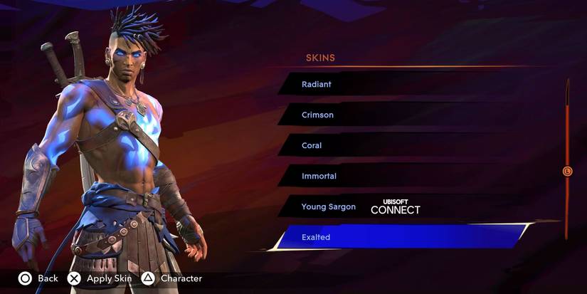 The Exalted Skin in the skin select screen of Prince Of Persia: The Lost Crown