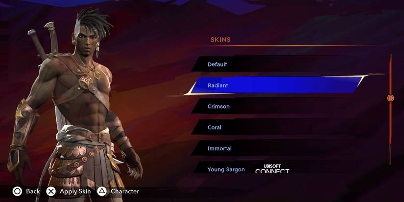 The Radiant Skin in the skin select screen of Prince Of Persia: The Lost Crown