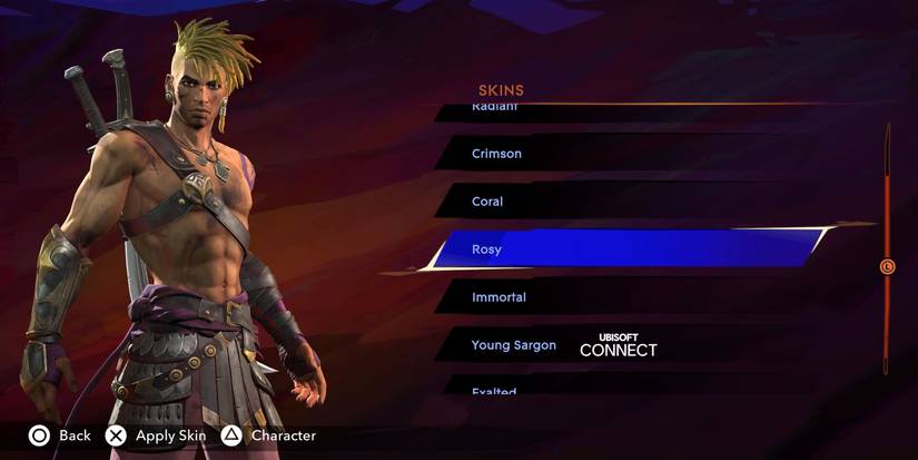 The Rosy Skin in the skin select screen of Prince Of Persia: The Lost Crown