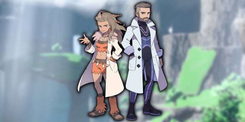 Official art of Professor Sada & Turo in Pokemon Scarlet & Violet.