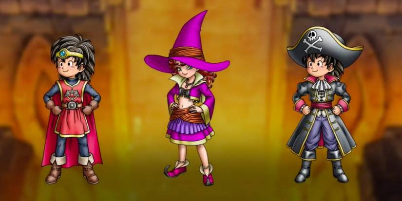 Promo art featuring characters in various vocations in Dragon Quest 7