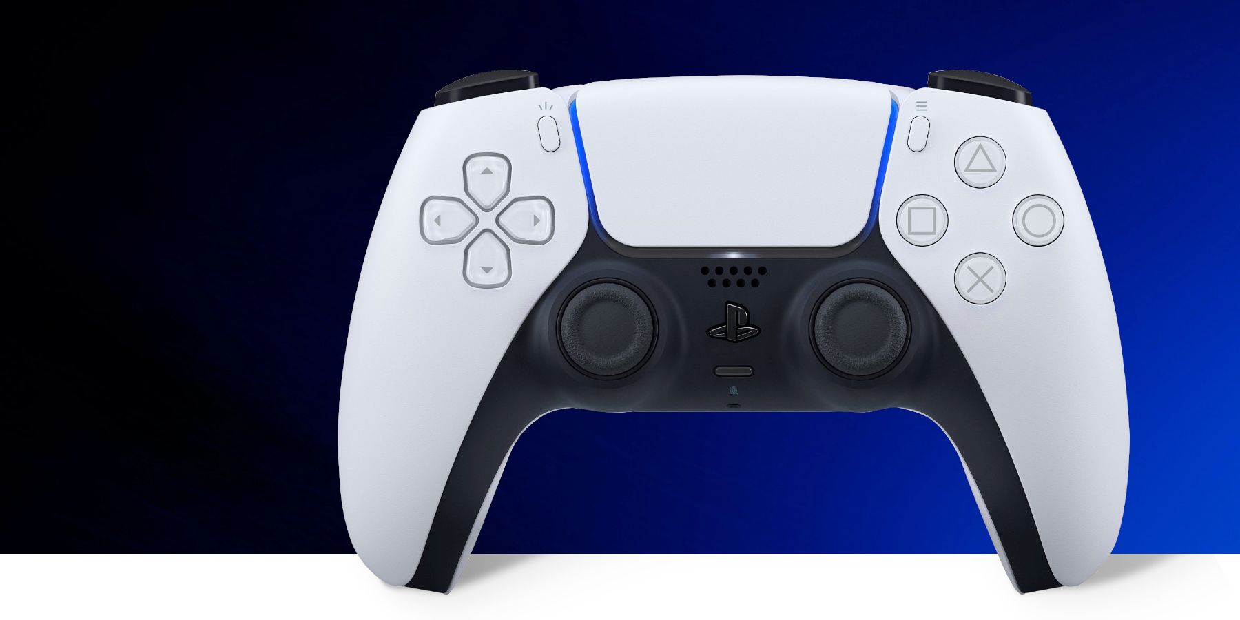 ps5 dualsense controller on blue and black background