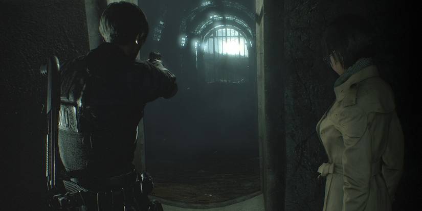 leon and ada heading into the sewers