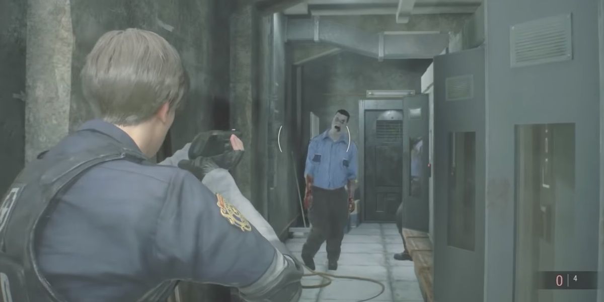 leon with a shotgun in resident evil 2