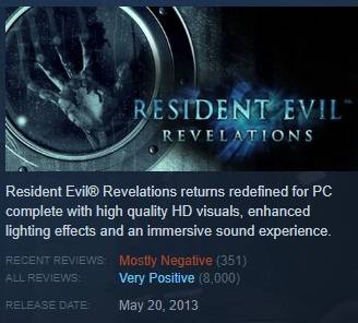 resident evil revelations steam review bomb