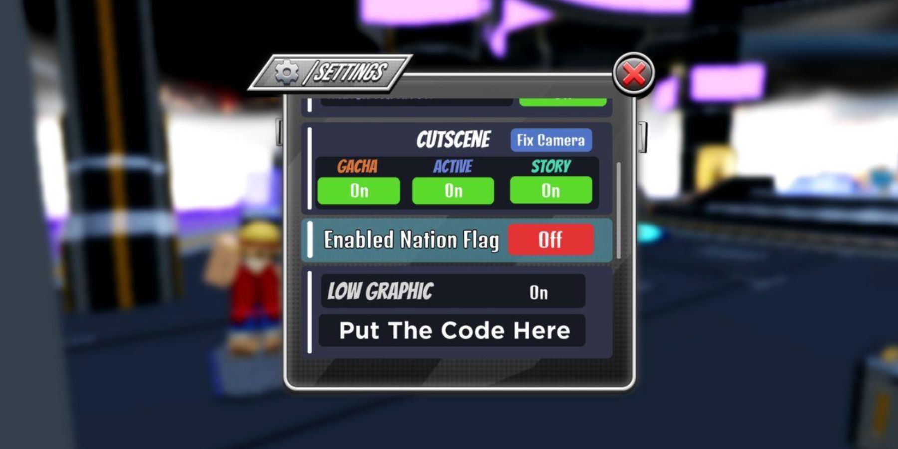 Anime World Tower Defense: the Codes tab