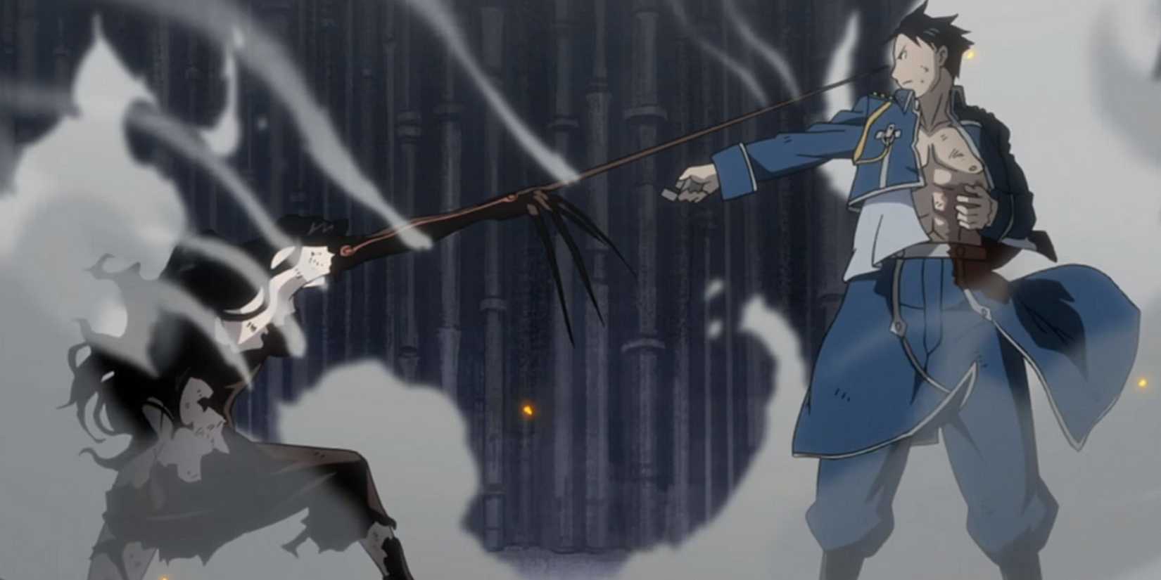 Roy Mustang kills Lust in Fullmetal Alchemist Brotherhood