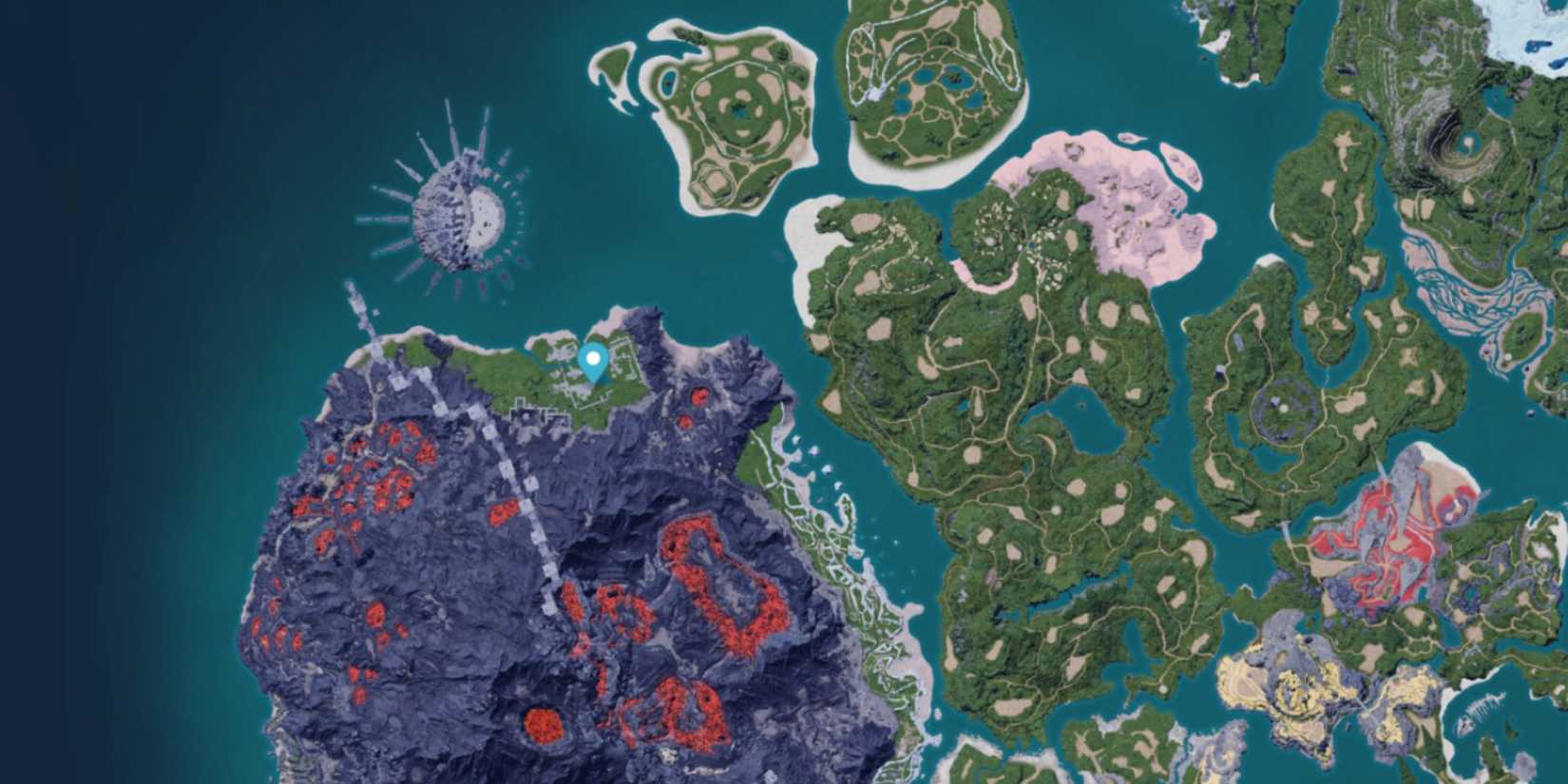 Palworld: Ruined Fortress City location on the map
