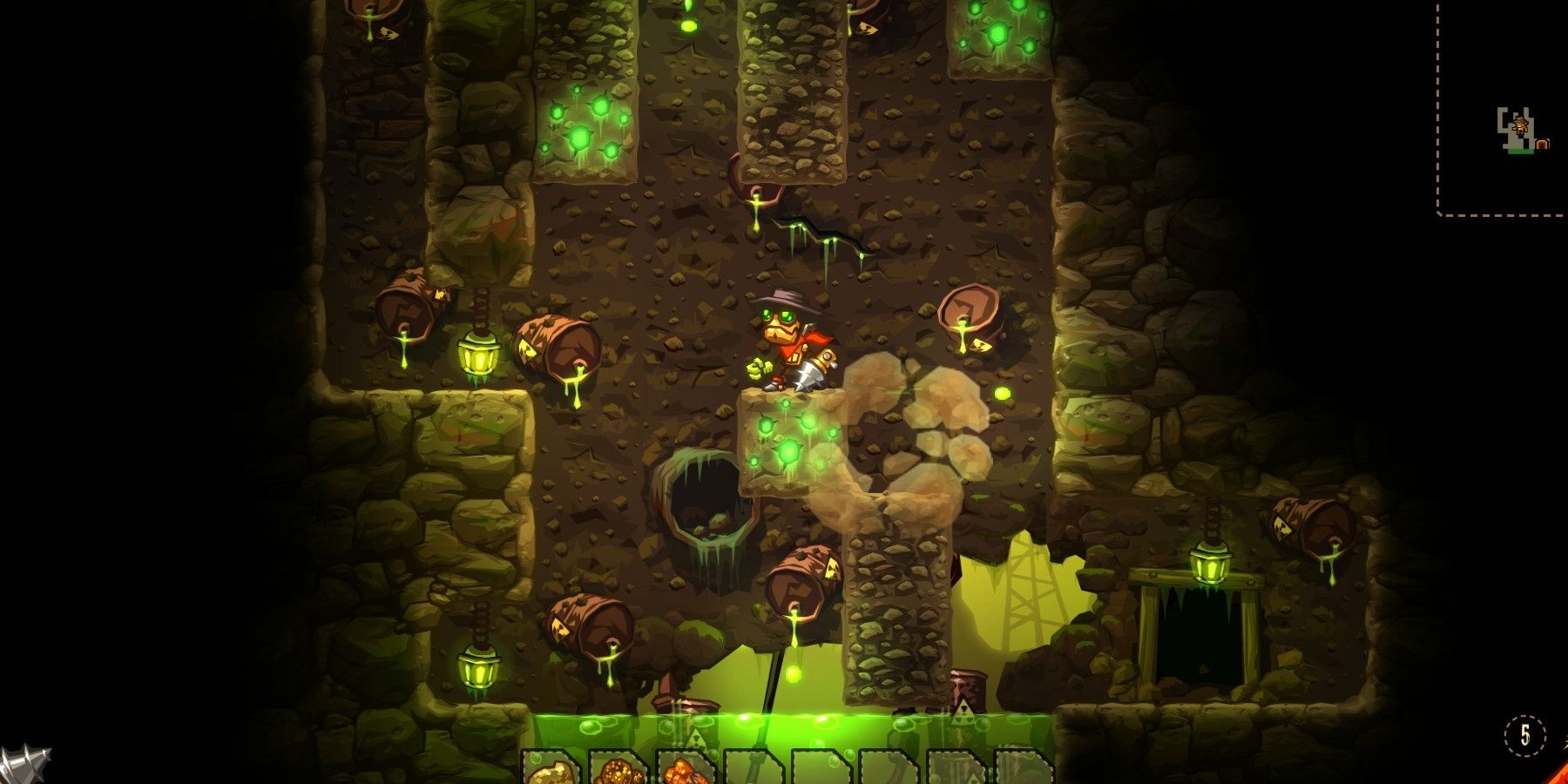 Rusty in the mines in SteamWorld Dig