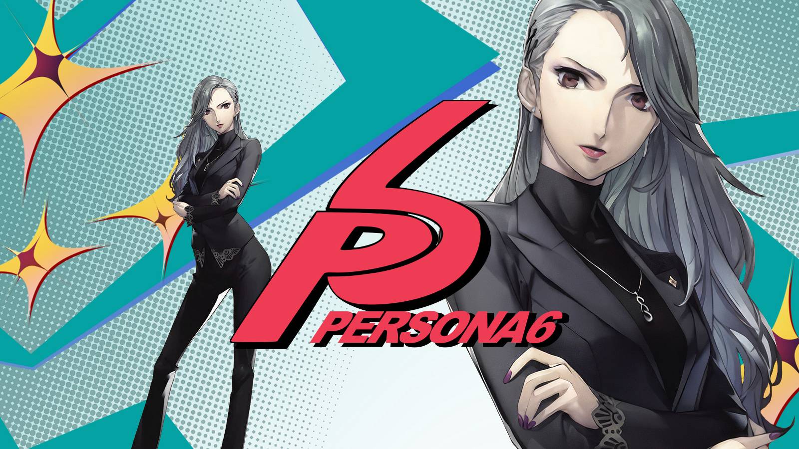 Sae Niijima with a Persona 6 logo modeled after Persona 5's